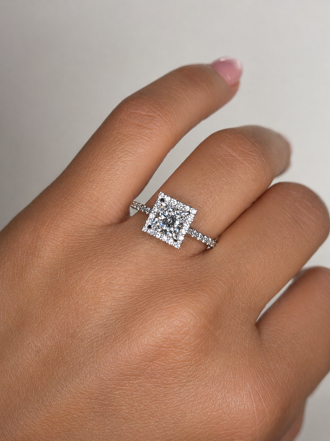 1.41 Carat Princess Cut Halo Diamond Ring